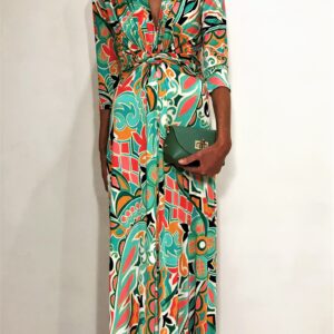 Vestido nudo estampado verdes