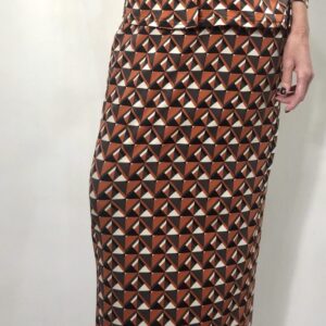 FALDA MIDI TEJA Y BEIGE