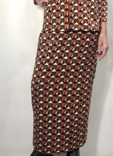 FALDA MIDI TEJA Y BEIGE