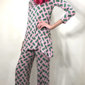 Pantalón Punto de seda Rosa y Verde