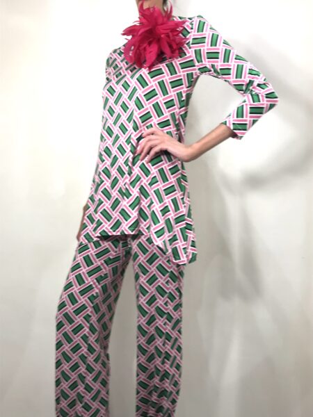 Pantalón Punto de seda Rosa y Verde
