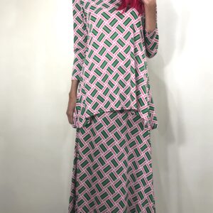 Falda larga rosa y verde