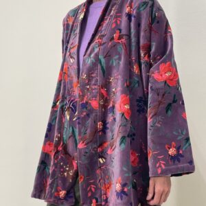 Chaqueta kimono terciopelo estampado Morado