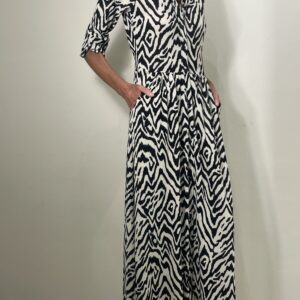 Vestido largo blanco y negro