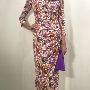 Vestido punto estampados naranja y rosa