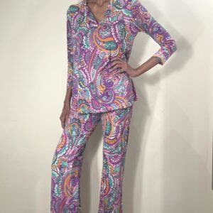 Blusa estampado ameba color lila y turquesa