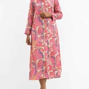 Vestido camisero estampado rosa