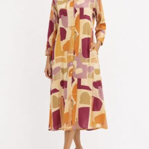 Vestido camisero estampado naranja